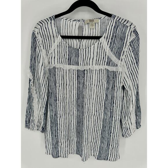 Vintage American Blues Boho Chic Cottagecore Earthy Ruffle Top Women Size L - Picture 5 of 8